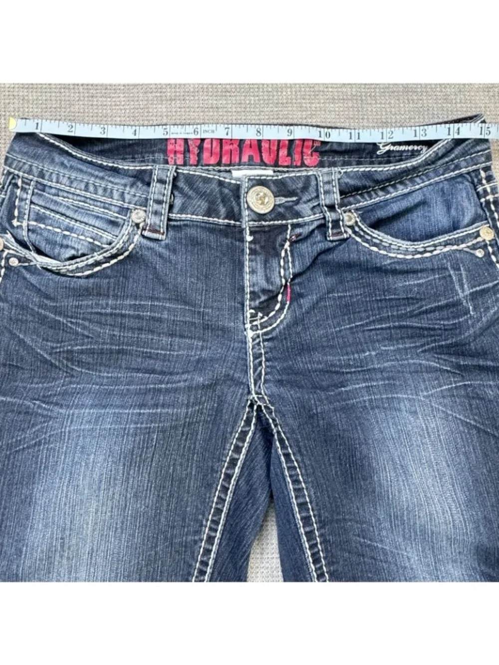 Hydraulic Gramercy Denim Capri Jeans Womens Sz 5/6 Blue Low Rise Dual Stitching